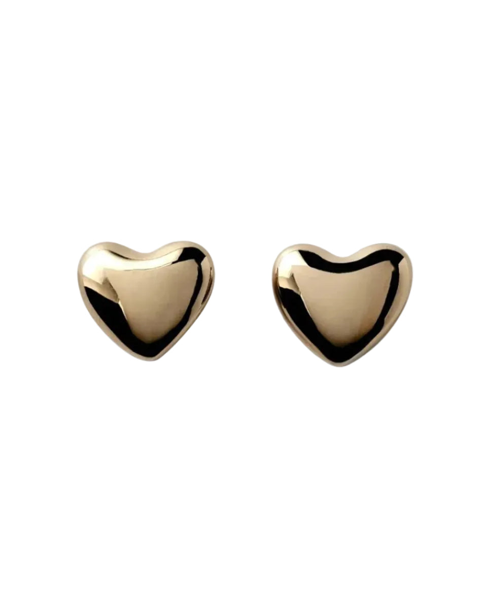 Gold Plated Voluptuous Heart Earrings, Small by Annika Inez - At Present Jewelry