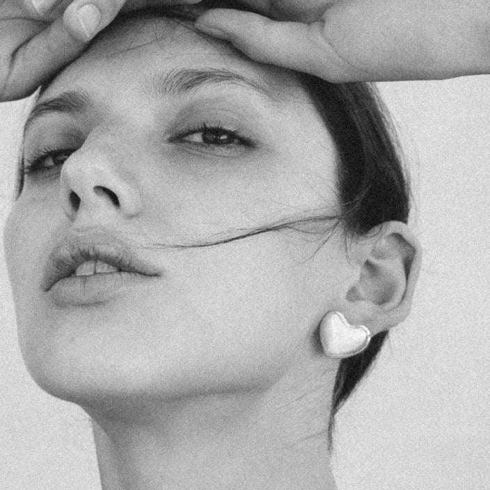 Gold Plated Voluptuous Heart Earrings, Small by Annika Inez - At Present Jewelry