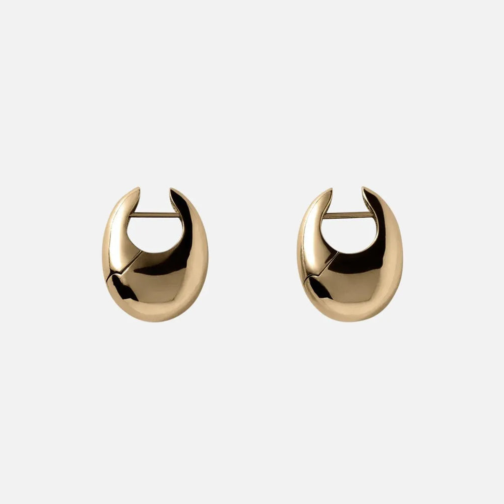 Sloping Hinge Hoop Earrings, Gold Plated, Large by Annika Inez - At Present Jewelry