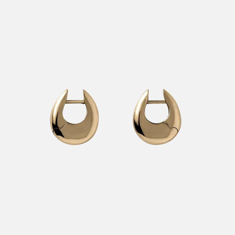 Sloping Hinge Hoop Earrings, Gold Plated, Small by Annika Inez - At Present Jewelry