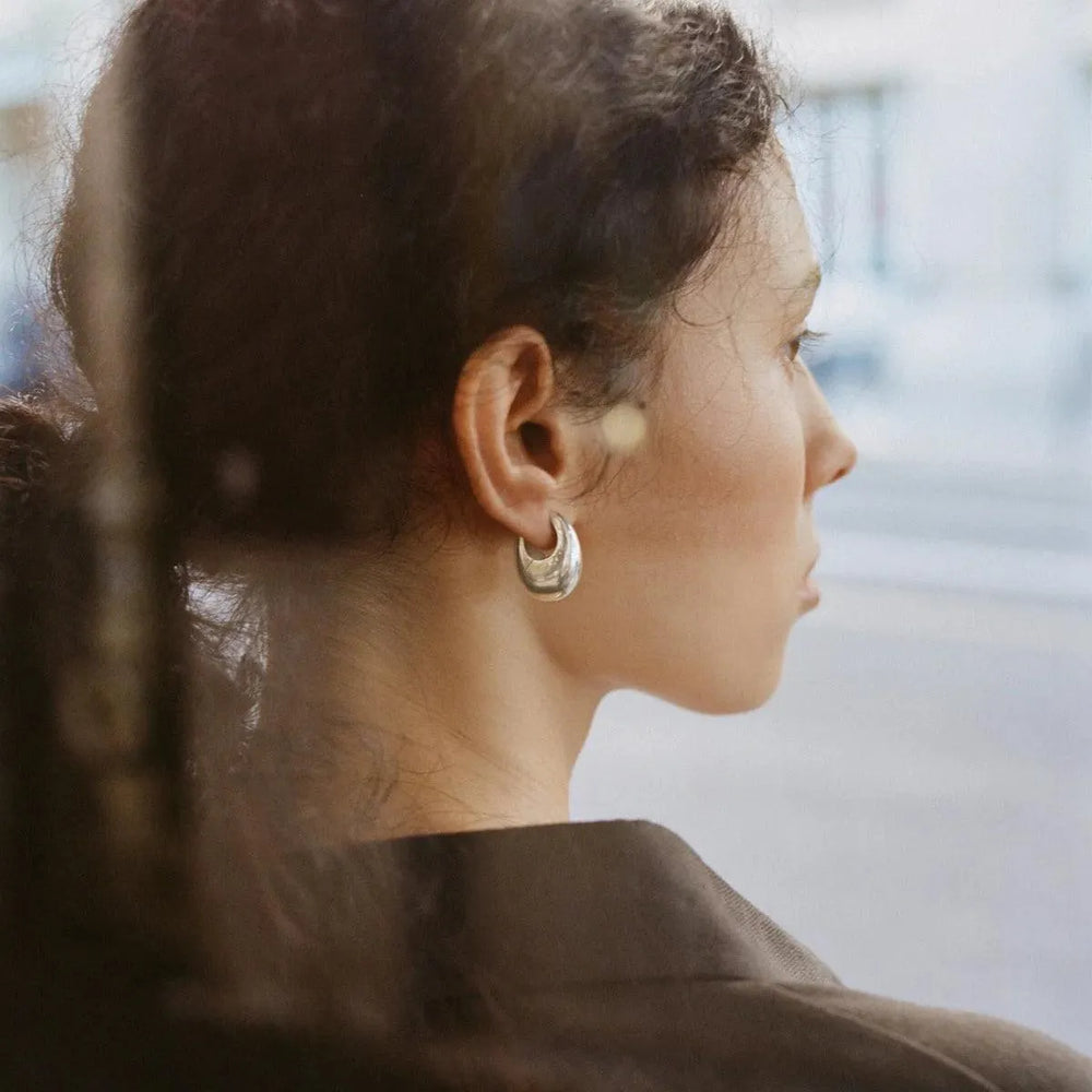 Sloping Hinge Hoop Earrings, Large by Annika Inez - At Present Jewelry