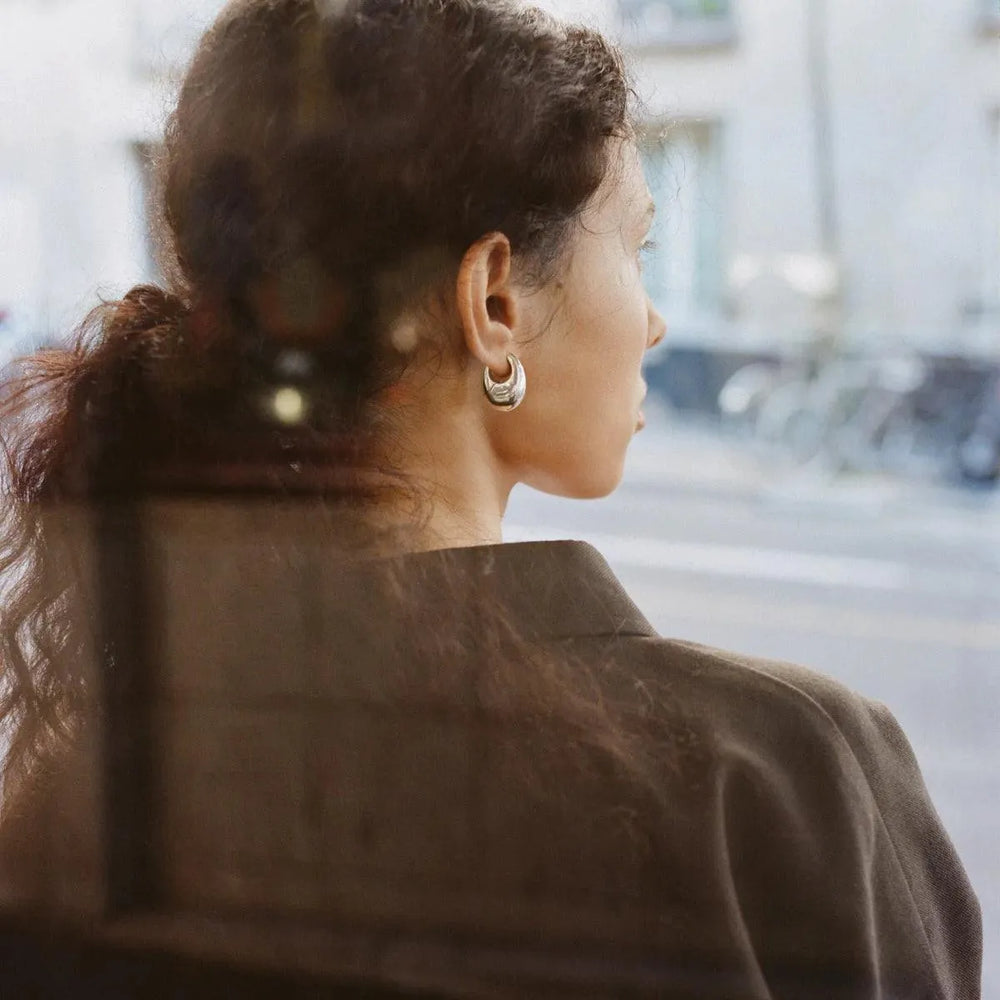 Sloping Hinge Hoop Earrings, Large by Annika Inez - At Present Jewelry