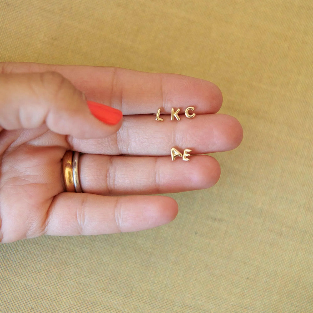 Mini Helium Initial Studs by Ariel Gordon Jewelry - At Present Jewelry