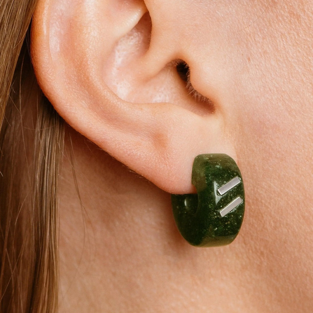 Chubby Stone Huggies, Green Onyx by Bleecker & Prince - At Present Jewelry