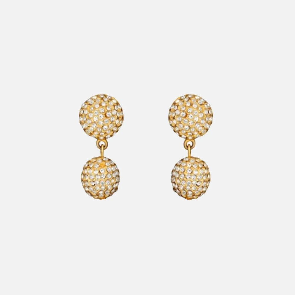 Pave Ball 2 Drop Earrings by Christina Caruso - At Present Jewelry
