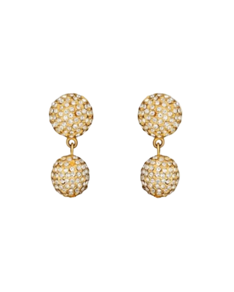 Pave Ball 2 Drop Earrings by Christina Caruso - At Present Jewelry