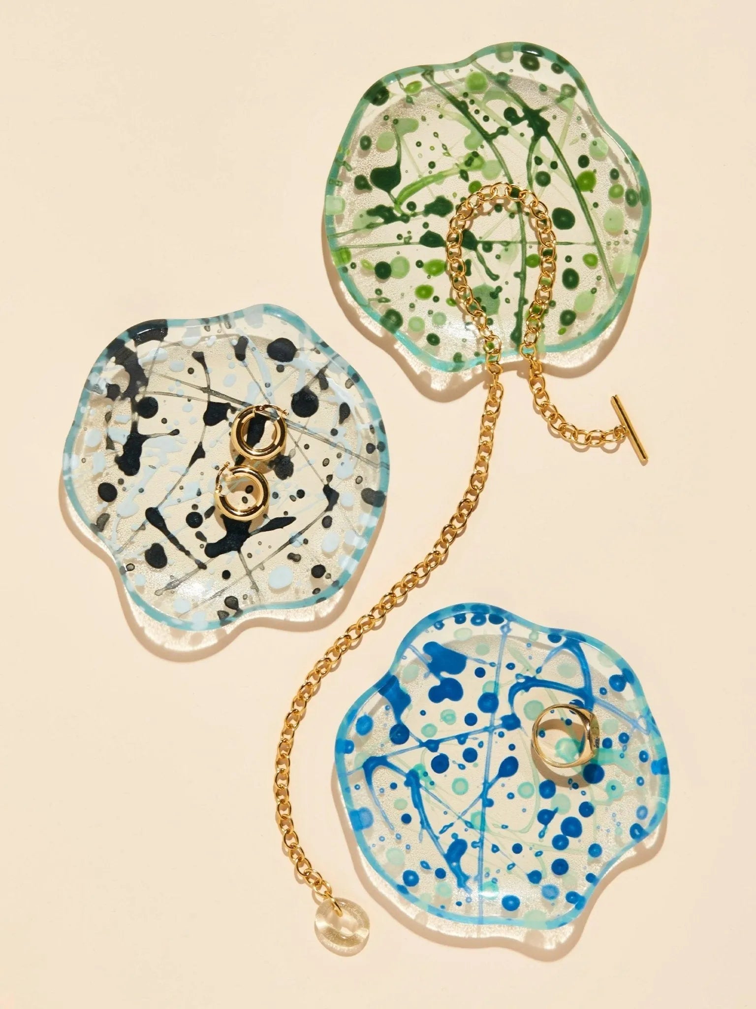 Splatter Glass Tray, Forest Green by CLED - At Present Jewelry