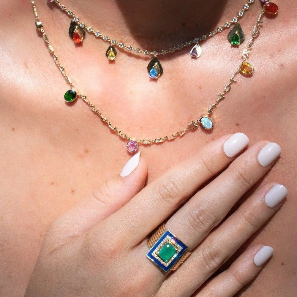 Emerald Diamond Harem Ring by Eden Presley - At Present Jewelry