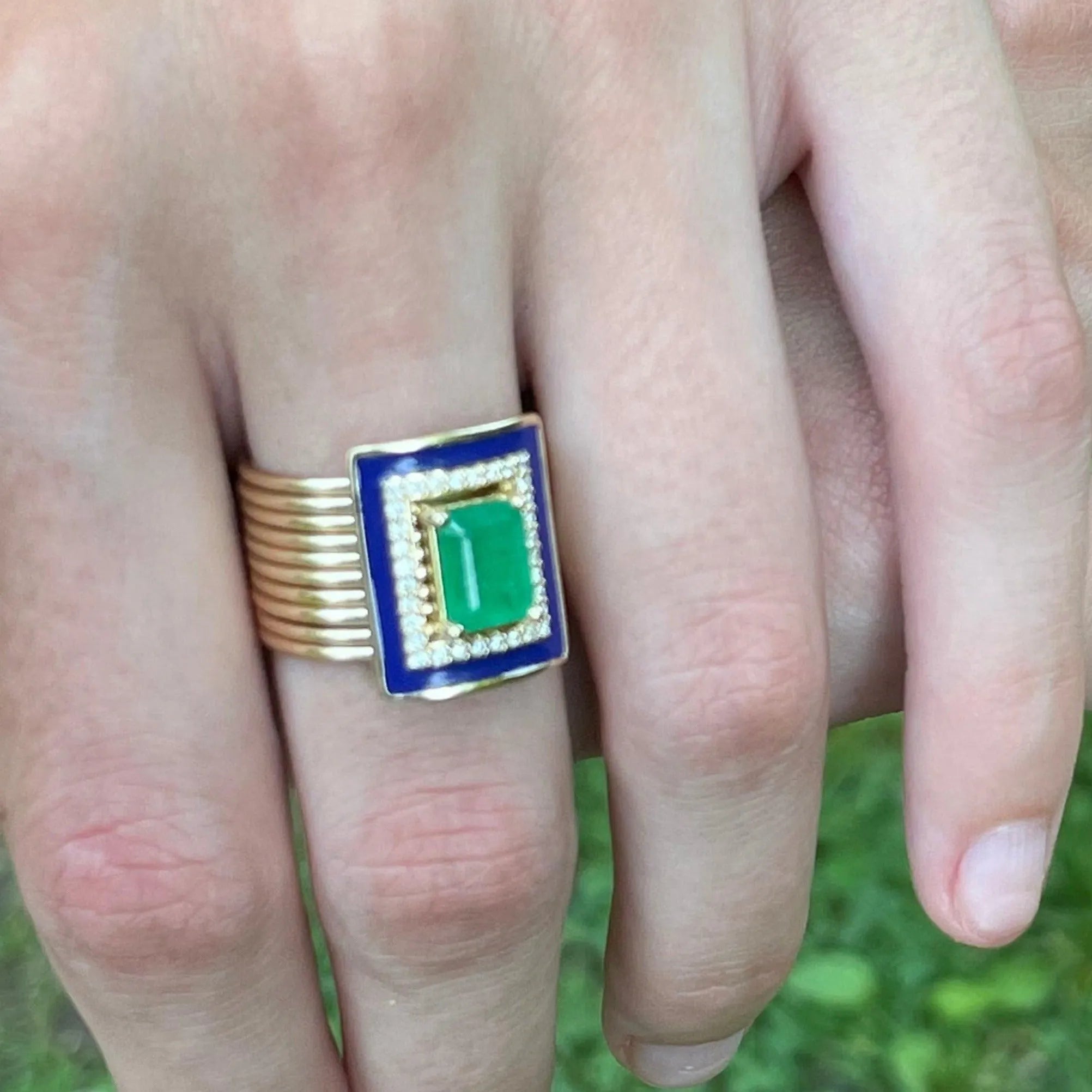 Emerald Diamond Harem Ring by Eden Presley - At Present Jewelry