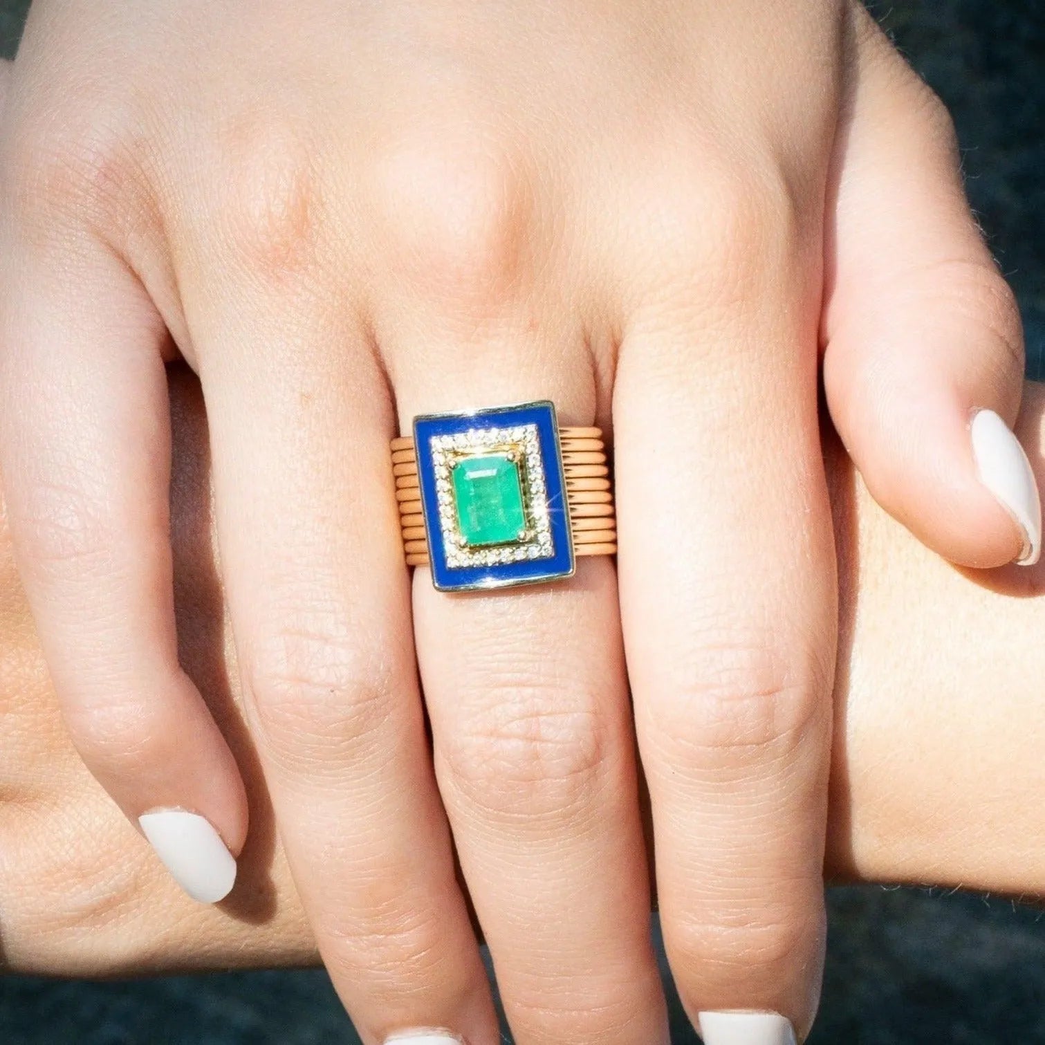 Emerald Diamond Harem Ring by Eden Presley - At Present Jewelry