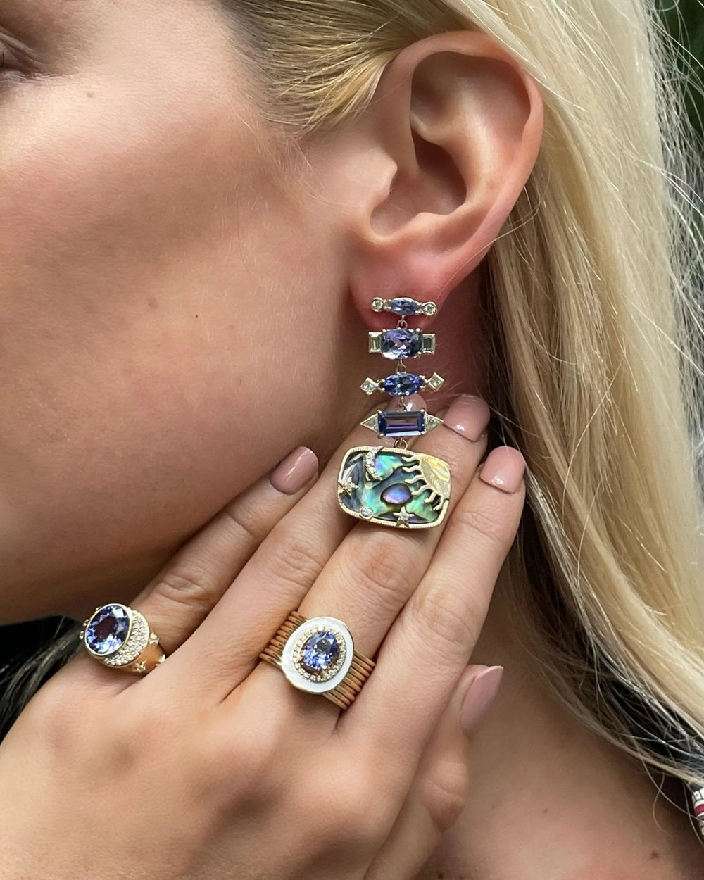 Oval Tanzanite Diamond Harem Ring by Eden Presley - At Present Jewelry