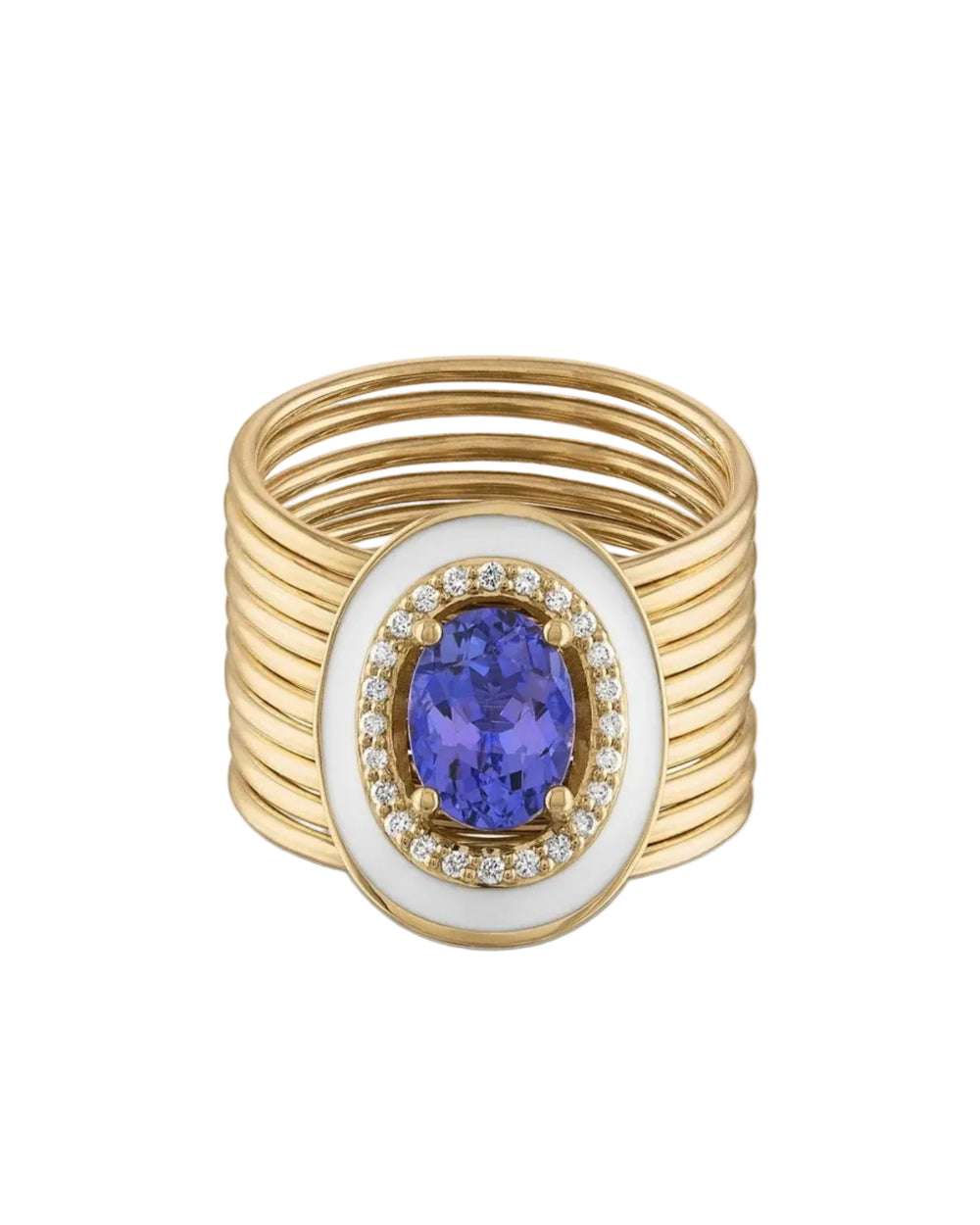Oval Tanzanite Diamond Harem Ring by Eden Presley - At Present Jewelry