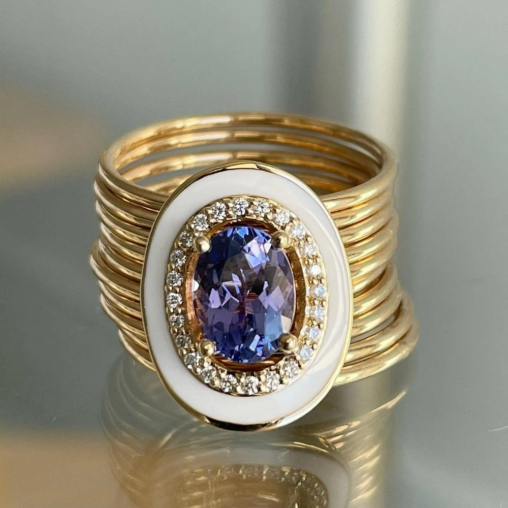 Oval Tanzanite Diamond Harem Ring by Eden Presley - At Present Jewelry