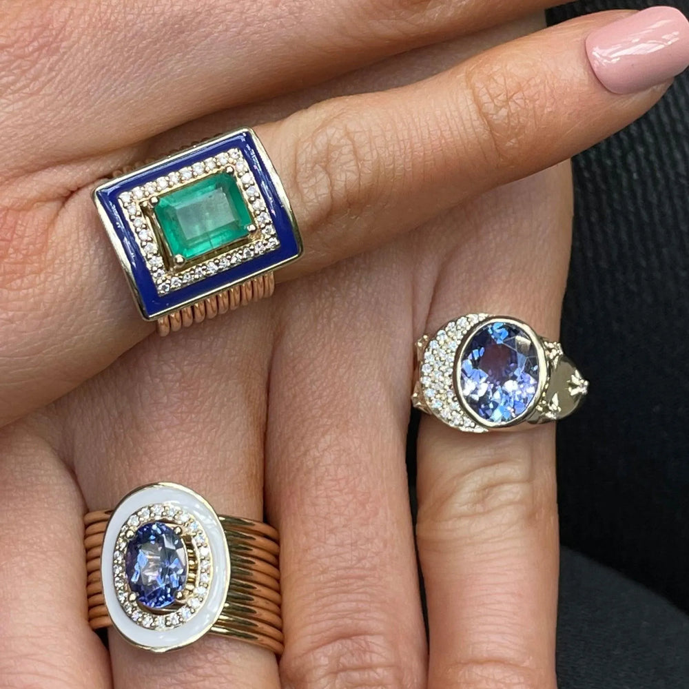 Oval Tanzanite Diamond Harem Ring by Eden Presley - At Present Jewelry