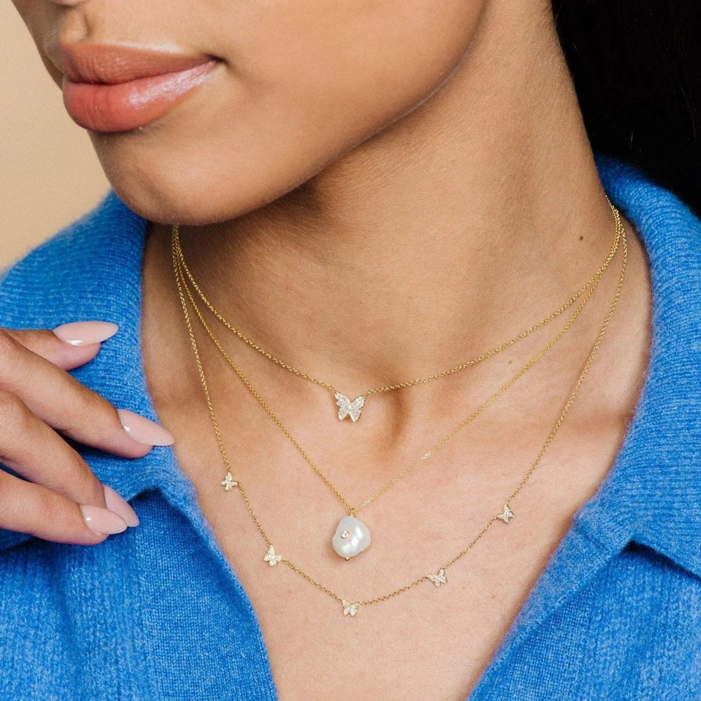 Five Diamond Butterfly Necklace by EF Collection - At Present Jewelry