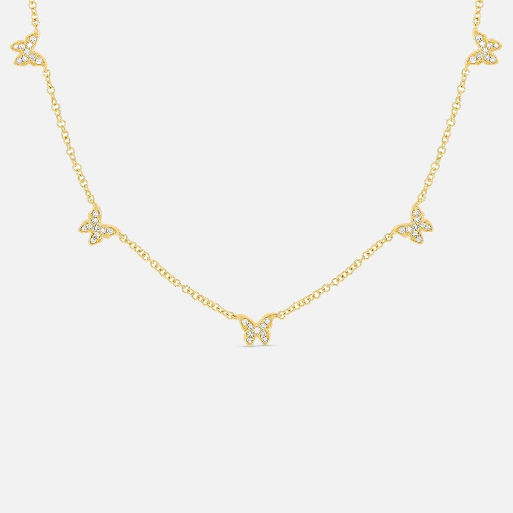 Five Diamond Butterfly Necklace by EF Collection - At Present Jewelry