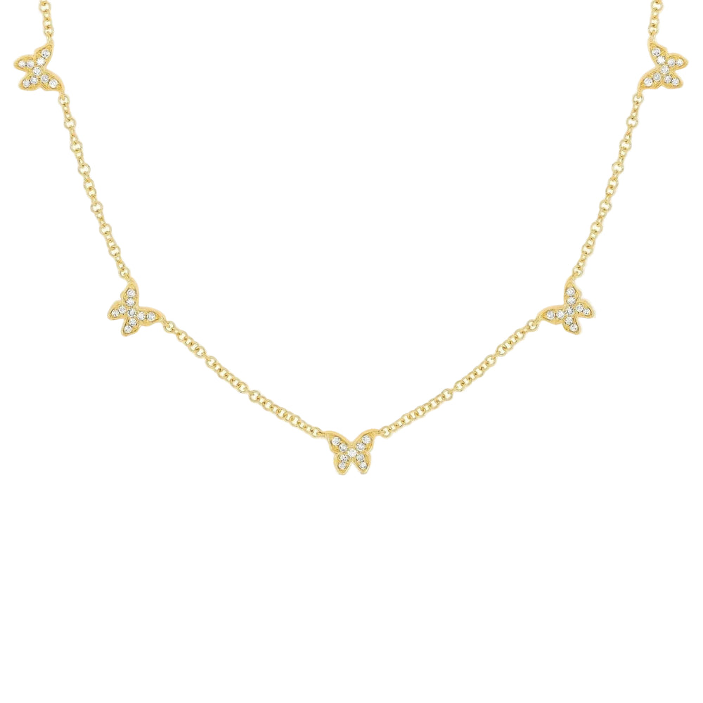 Five Diamond Butterfly Necklace by EF Collection - At Present Jewelry