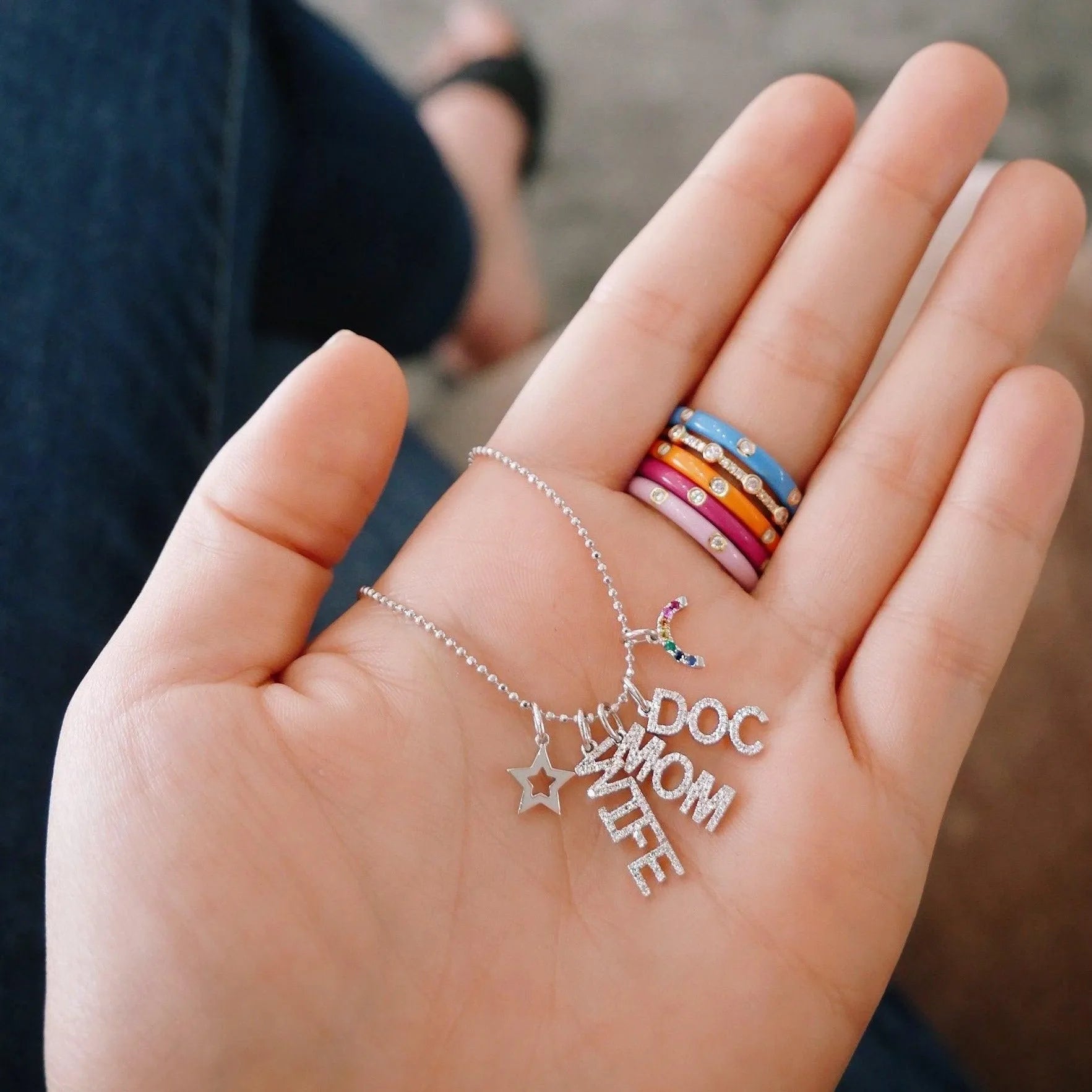 Diamond Custom Name Necklace Charm by EF Collection - At Present Jewelry