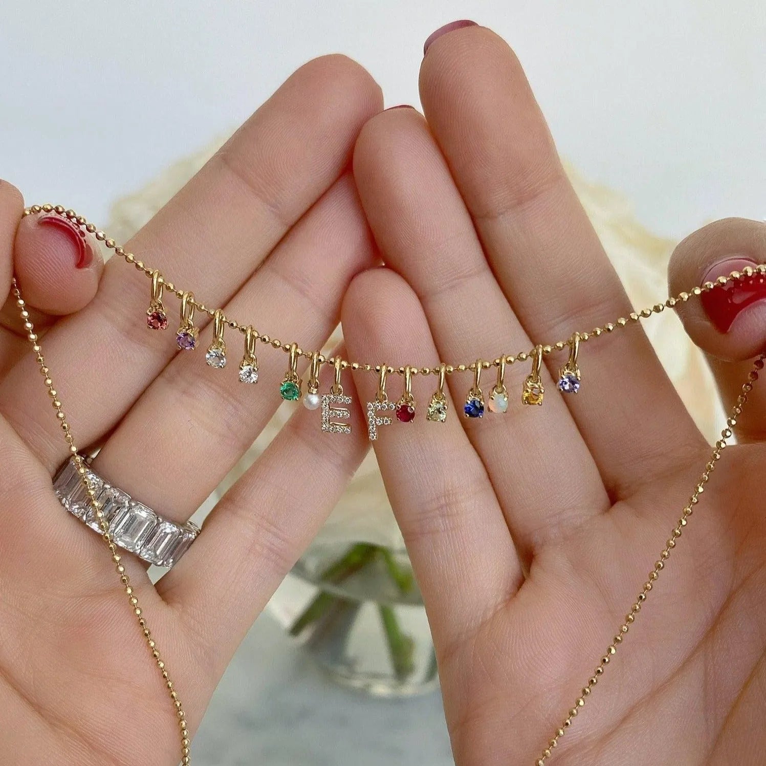 Diamond Initial Necklace Charm by EF Collection - At Present Jewelry