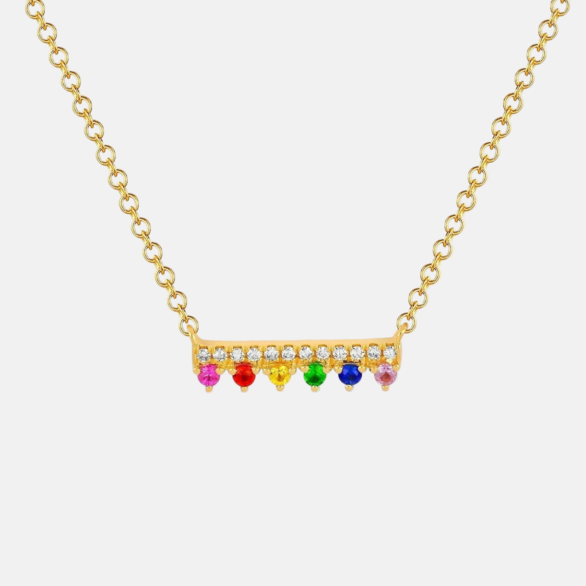 Diamond & Rainbow Chloe Bar Necklace by EF Collection - At Present Jewelry