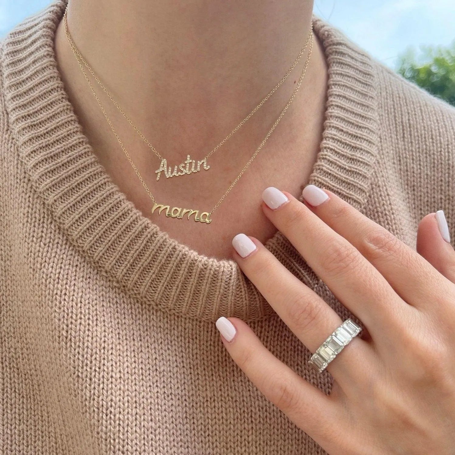 Script Diamond Custom Initial Necklace by EF Collection - At Present Jewelry