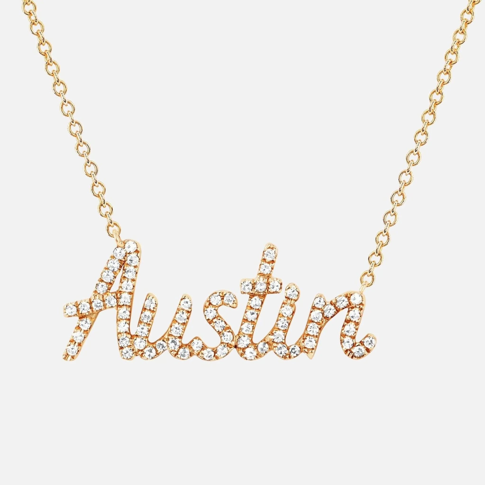 Script Diamond Custom Initial Necklace by EF Collection - At Present Jewelry