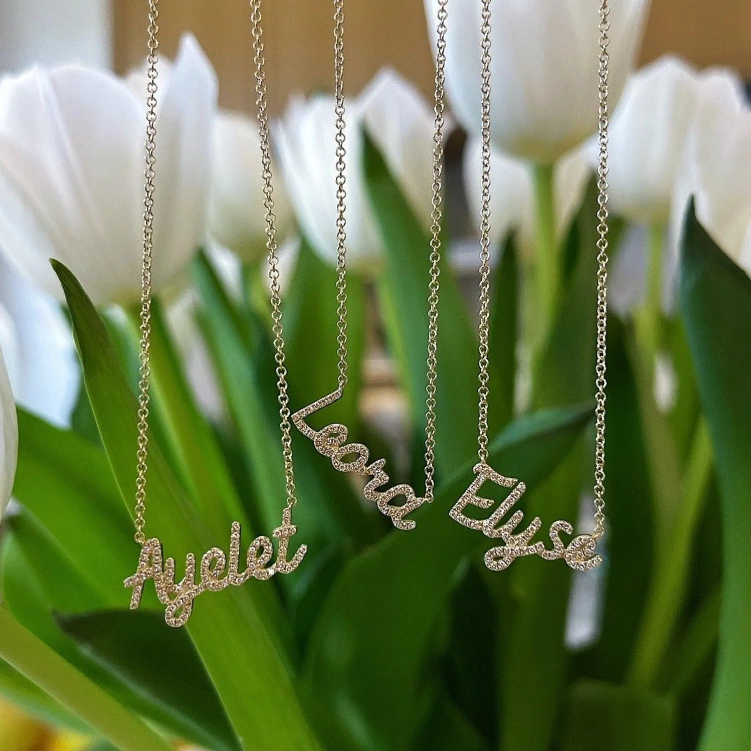 Script Diamond Custom Initial Necklace by EF Collection - At Present Jewelry