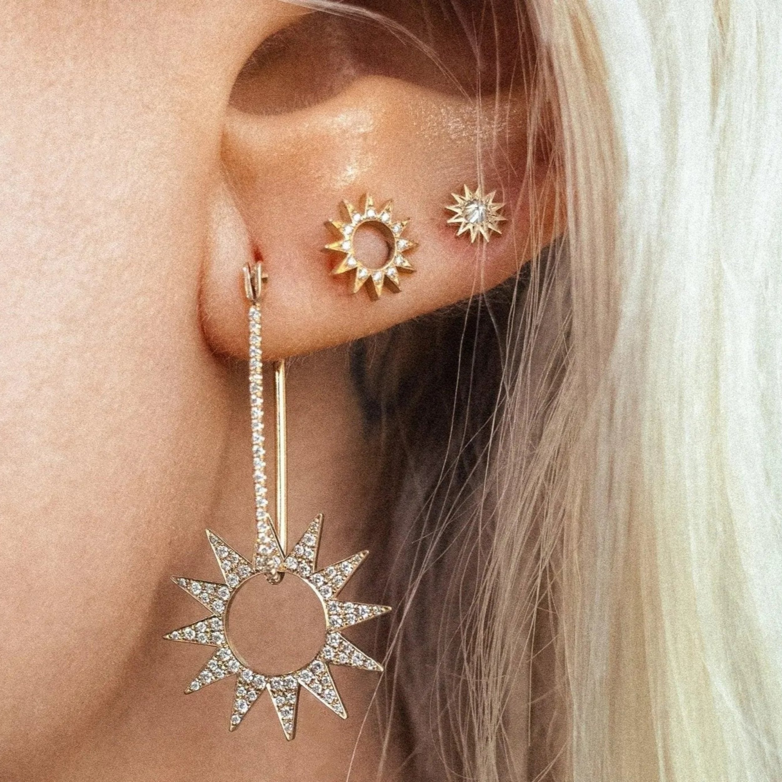 Inverted Diamond Mini Spur Studs by EMBLM Fine Jewelry - At Present Jewelry