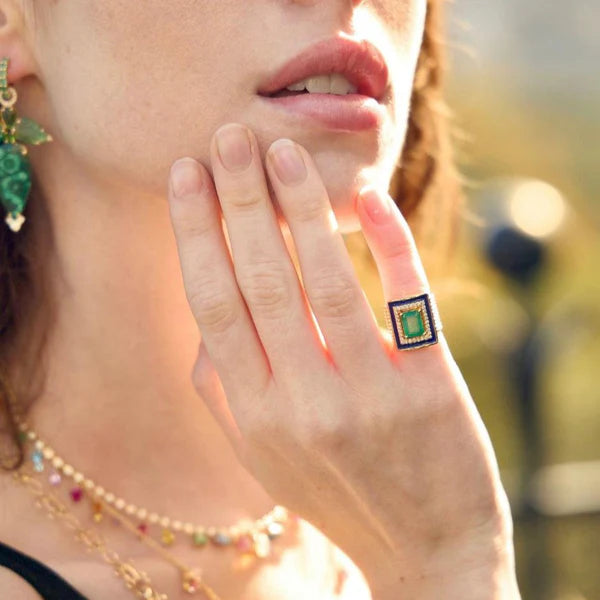 Emerald Diamond Harem Ring by Eden Presley - At Present Jewelry