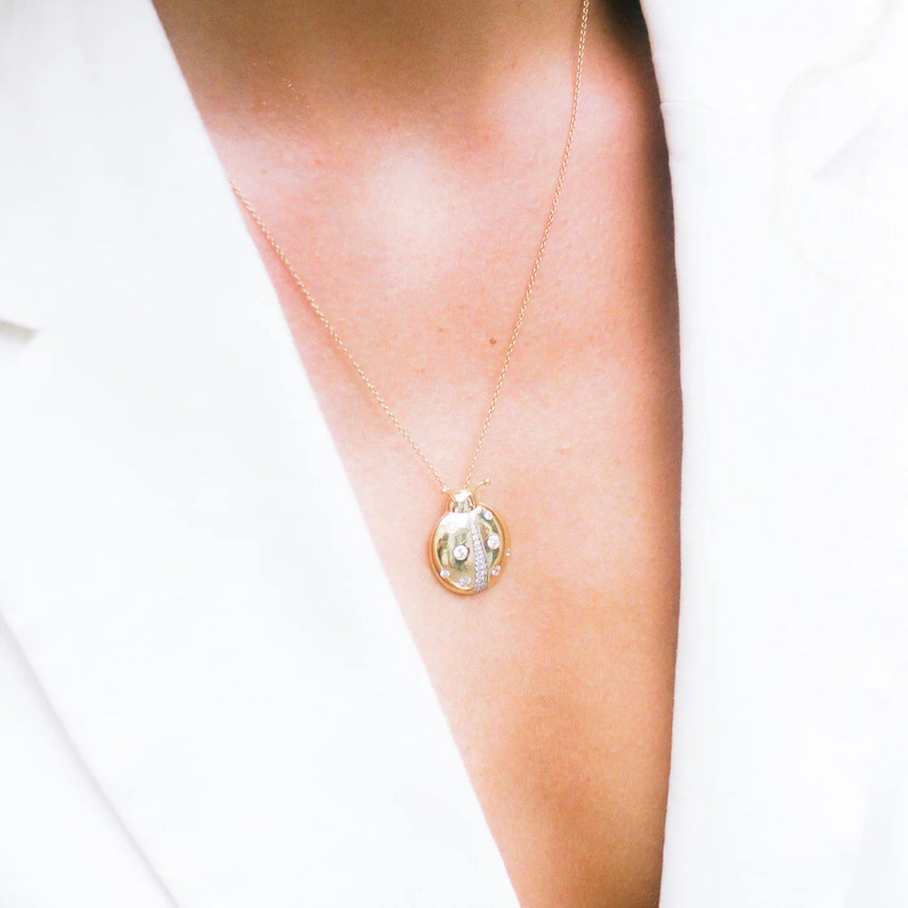 Diamond Mama Ladybug Necklace