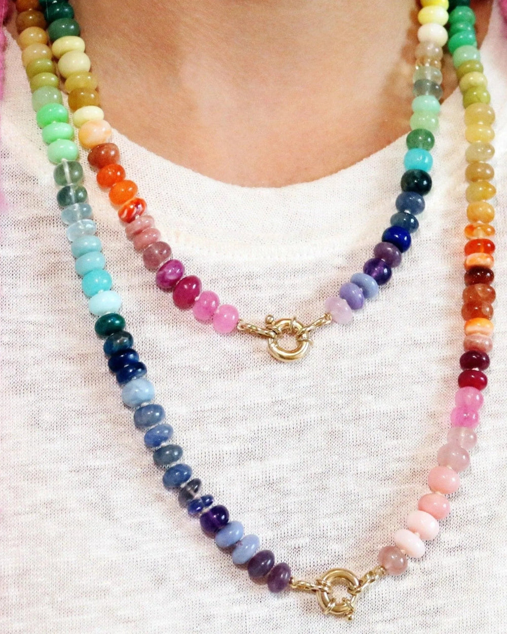 Classic Rainbow Gemstone Necklace by Encirkled Jewelry - At Present Jewelry