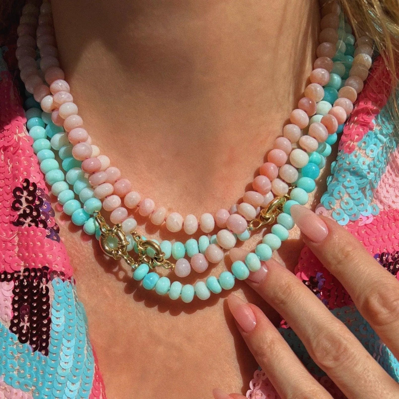 Rosewater Pink Opal Necklace by Encirkled Jewelry - At Present Jewelry