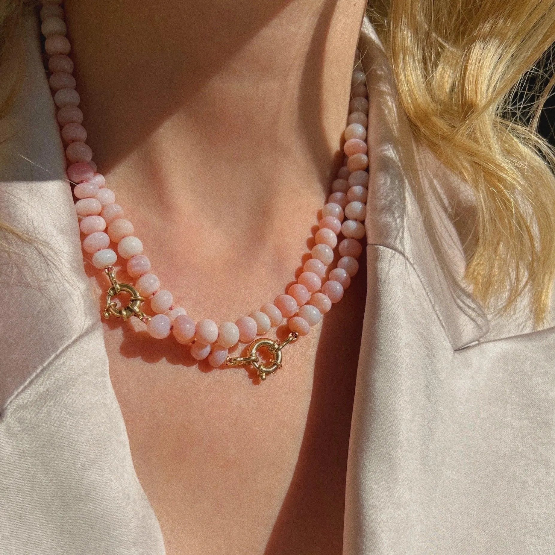 Rosewater Pink Opal Necklace by Encirkled Jewelry - At Present Jewelry
