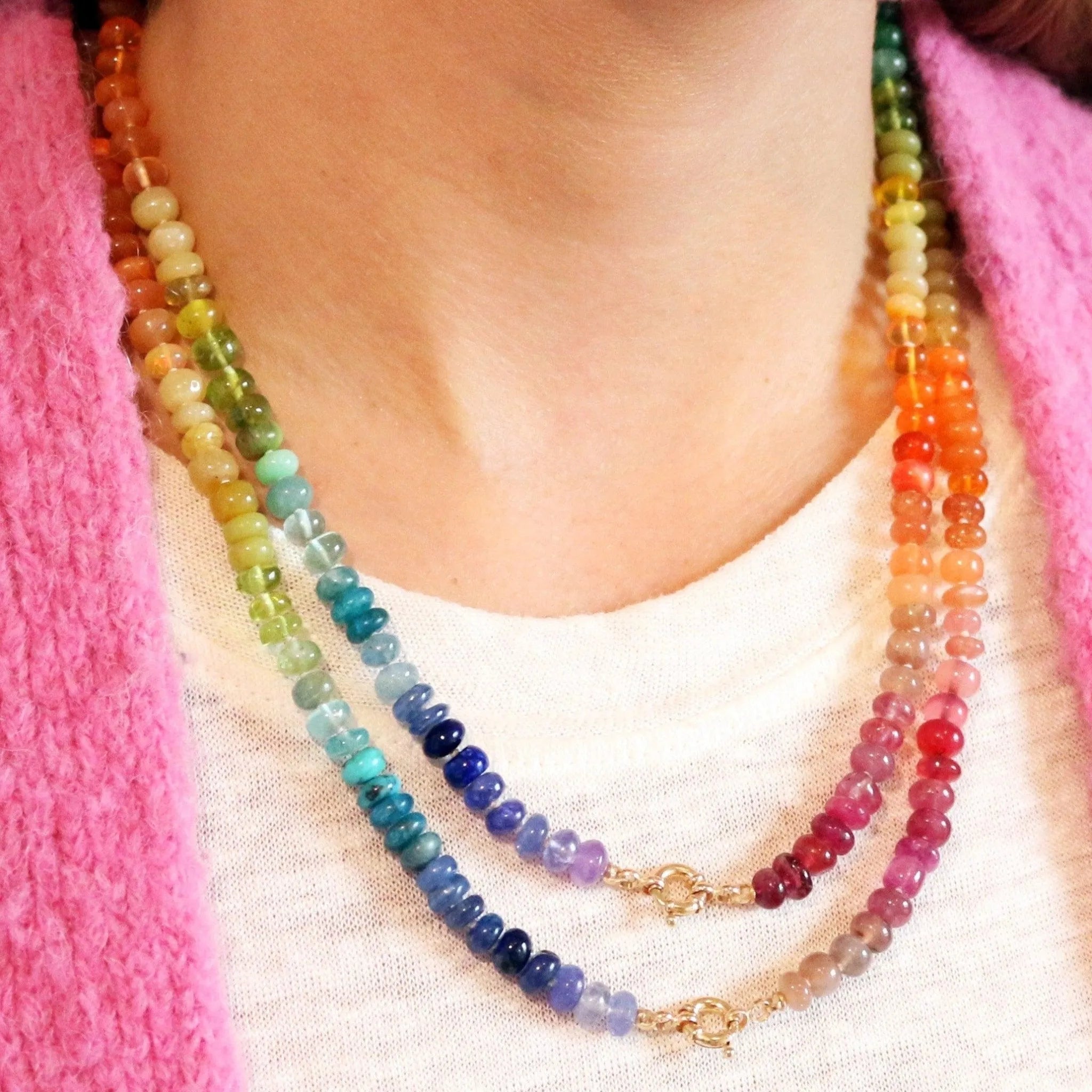 Small Classic Rainbow Gemstone Necklace by Encirkled Jewelry - At Present Jewelry