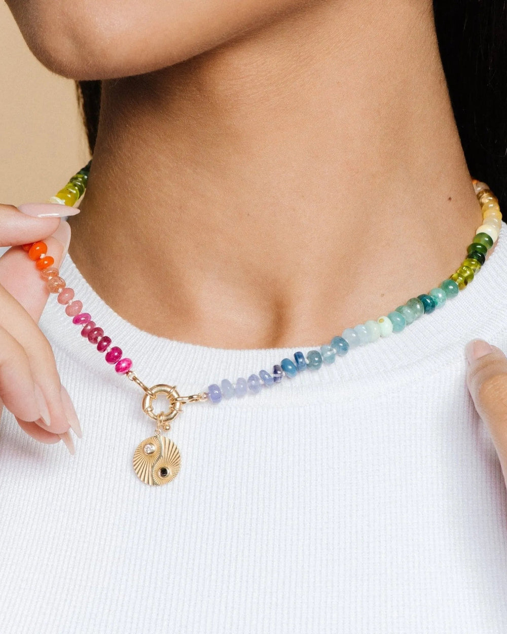 Small Classic Rainbow Gemstone Necklace by Encirkled Jewelry - At Present Jewelry