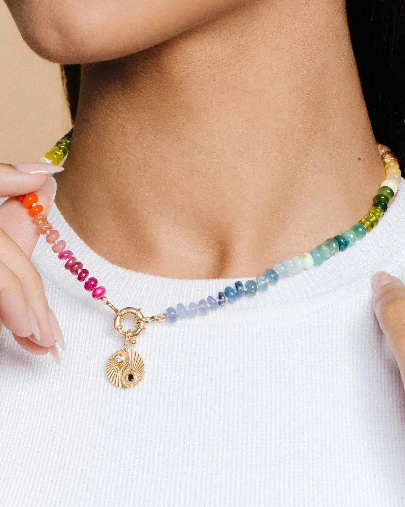 Small Classic Rainbow Gemstone Necklace by Encirkled Jewelry - At Present Jewelry
