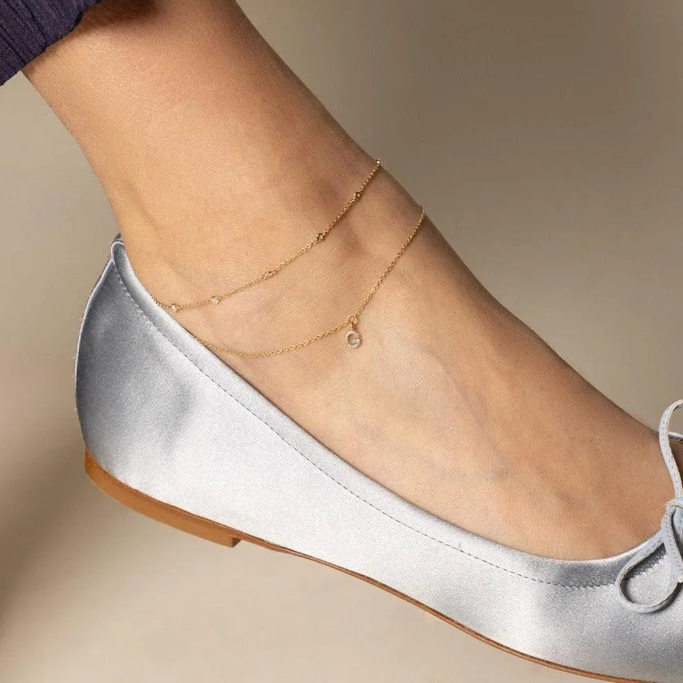 Diamond Mini Initial Anklet by Eriness - At Present Jewelry