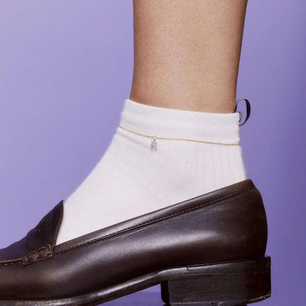 Diamond Mini Initial Anklet by Eriness - At Present Jewelry