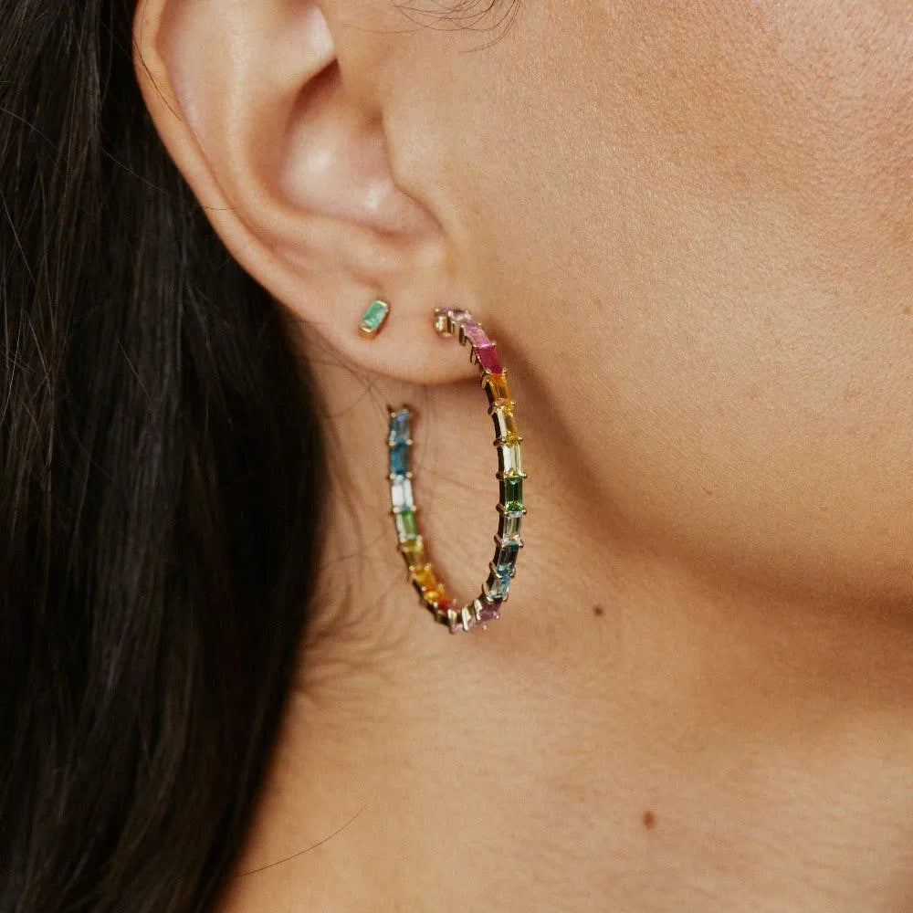 Gemstone Baguette Studs by Eriness - At Present Jewelry