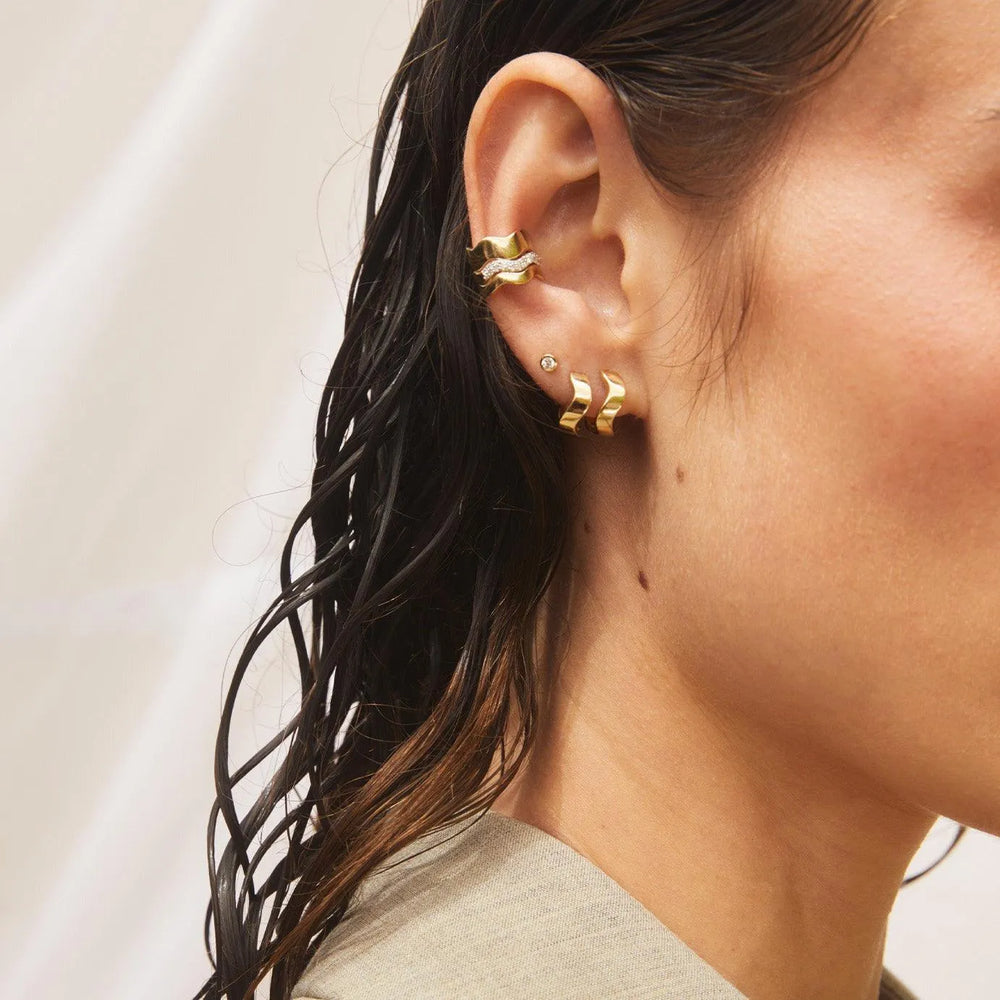 Gold Form Huggies by Eriness - At Present Jewelry