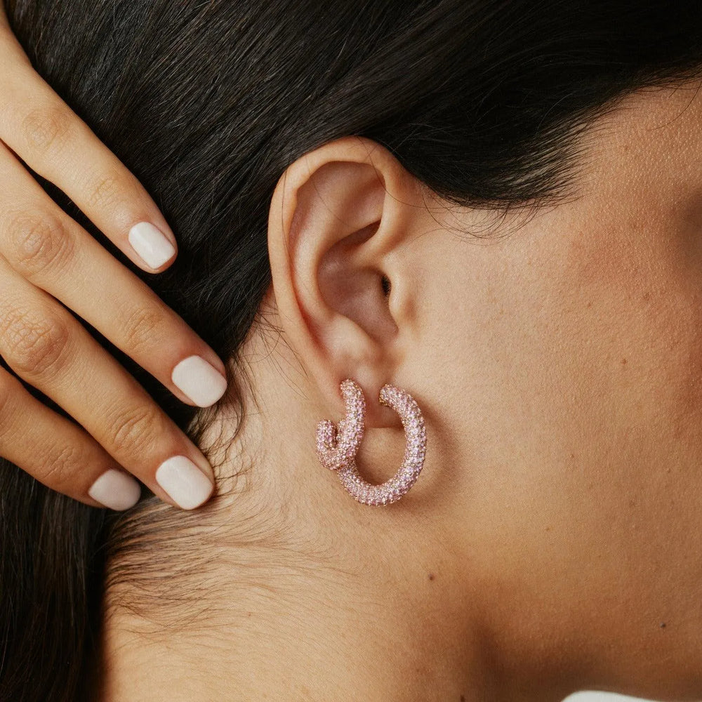 Mini Pink Sapphire Party Hoops by Eriness - At Present Jewelry