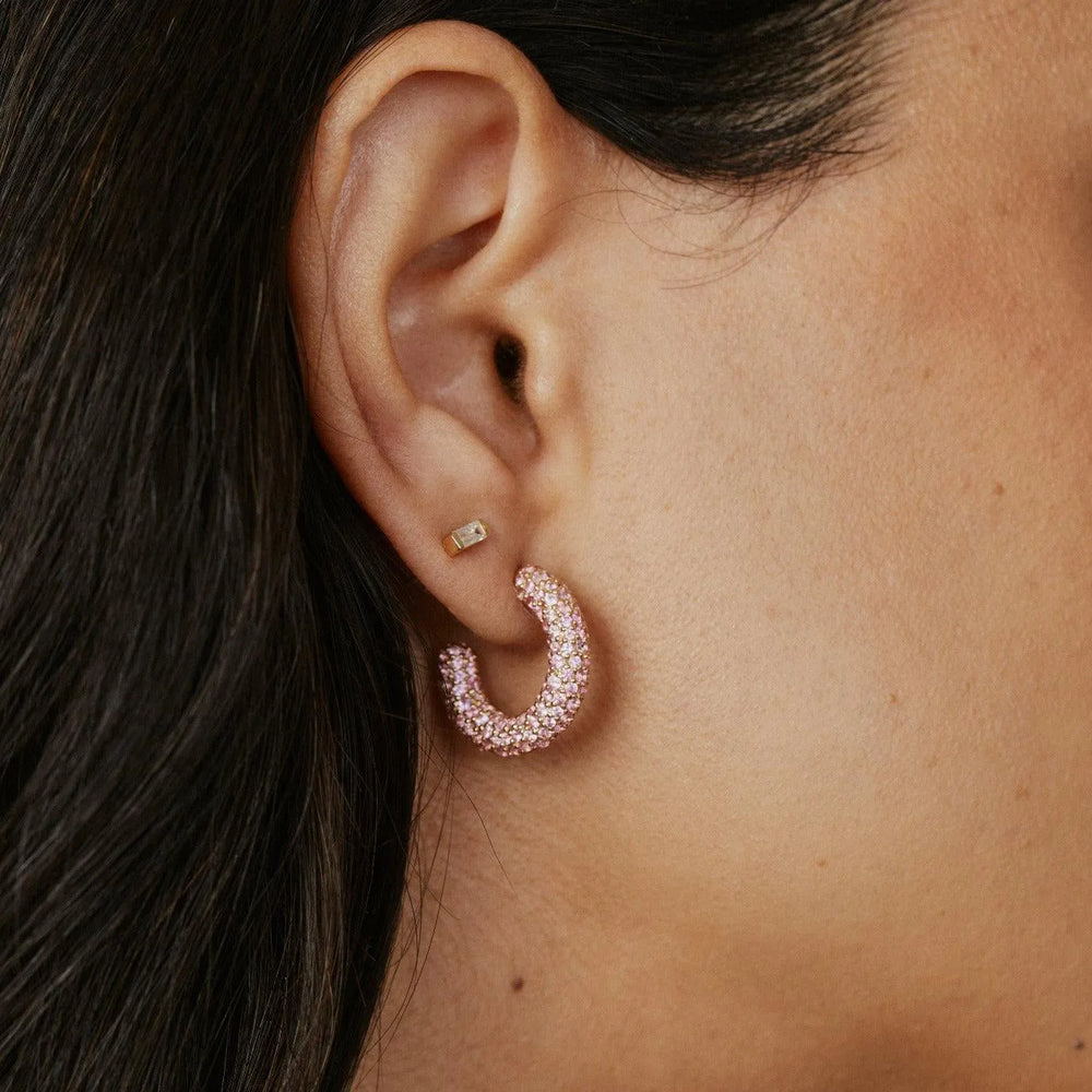 Mini Pink Sapphire Party Hoops by Eriness - At Present Jewelry