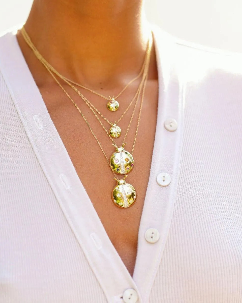 Multi Colored Baby Ladybug Necklace by Eriness - At Present Jewelry
