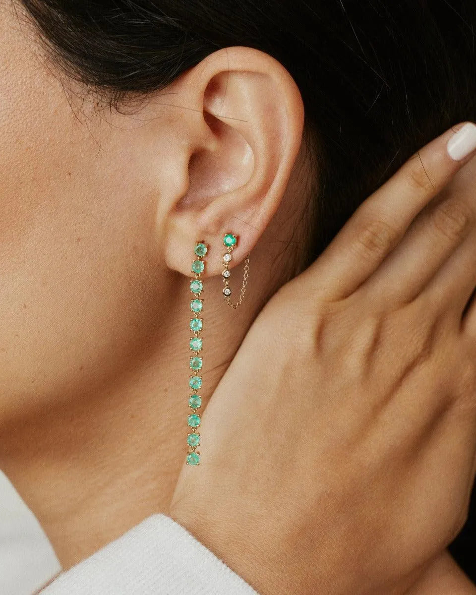 Gemstone Stud with Diamond Chain by Eriness - At Present Jewelry