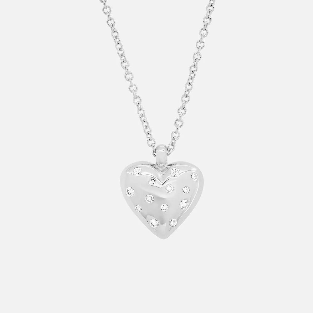 Small Reversible Diamond and Gold Puffy Heart Necklace by Eriness - At Present Jewelry