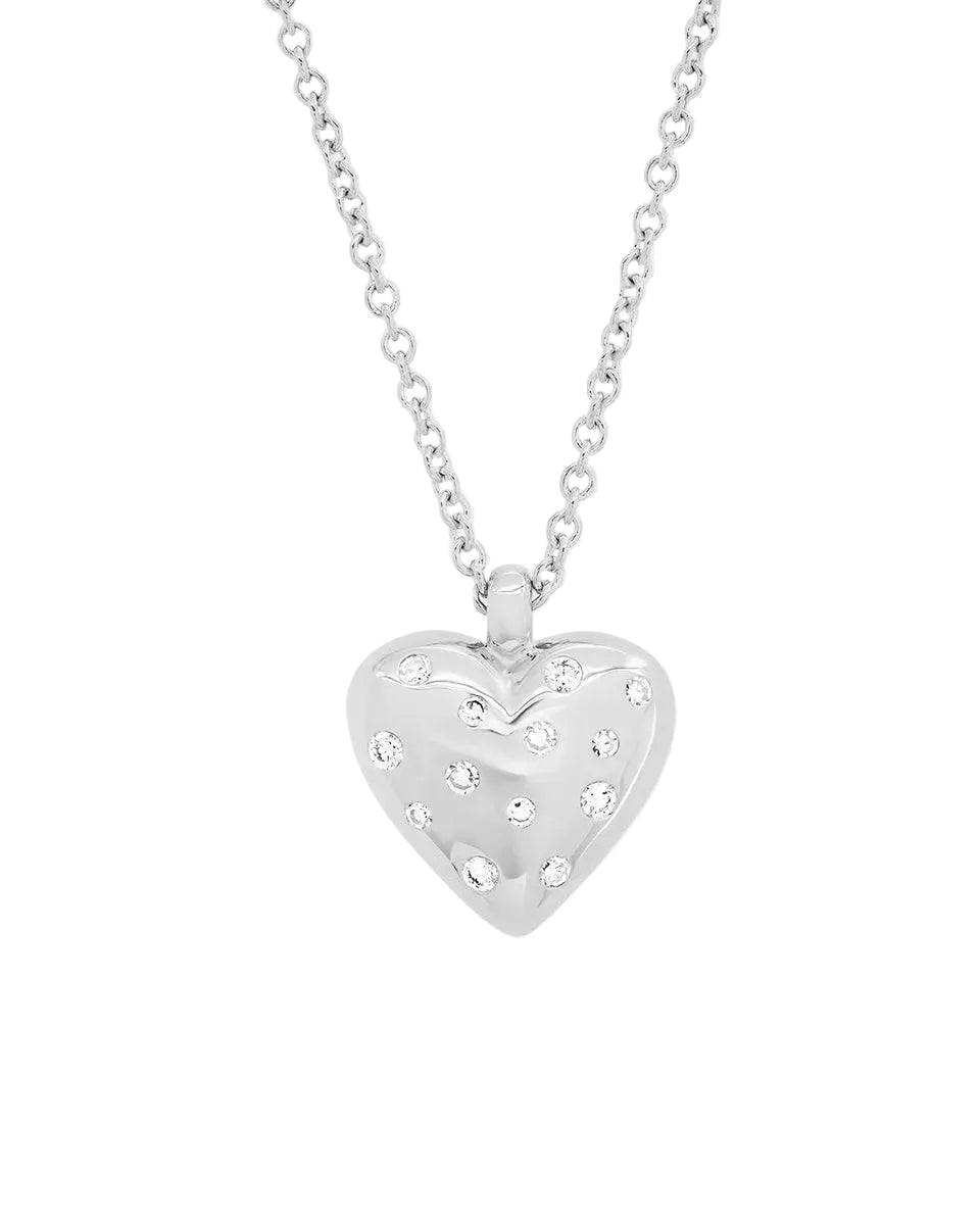 Small Reversible Diamond and Gold Puffy Heart Necklace by Eriness - At Present Jewelry