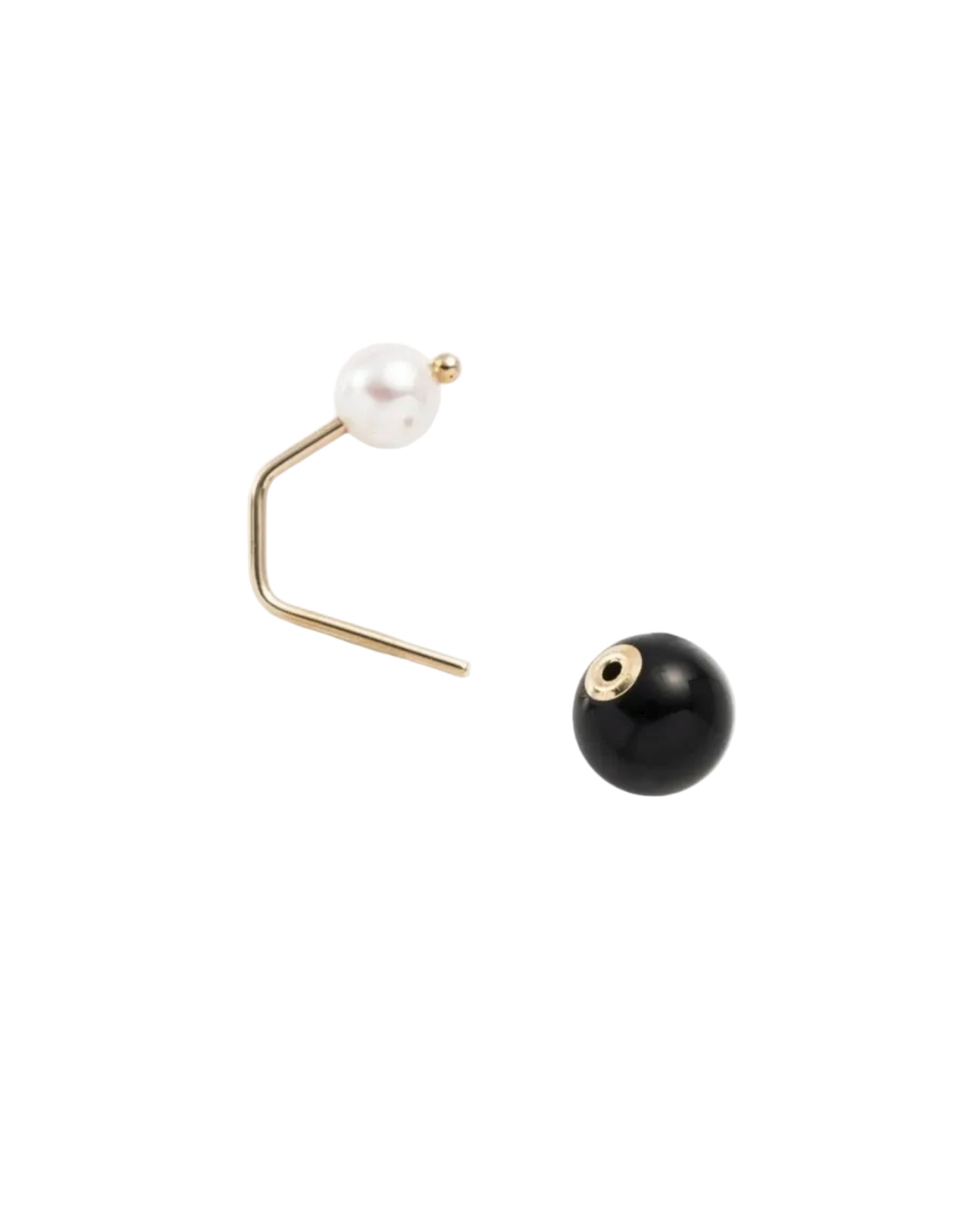 Bumble Bee Pearl Onyx Earring by Hirotaka - At Present Jewelry