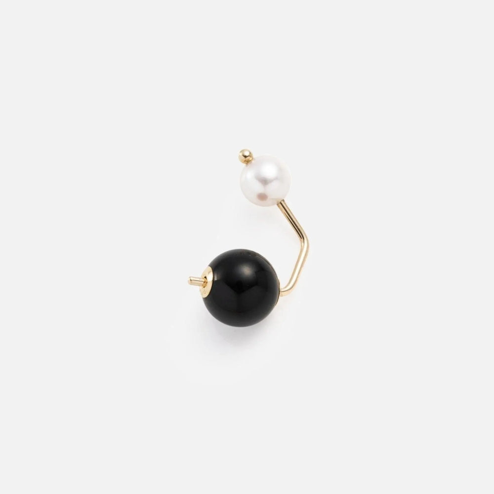 Bumble Bee Pearl Onyx Earring by Hirotaka - At Present Jewelry