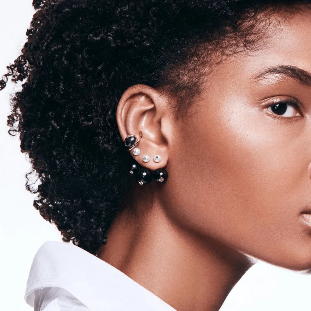 Bumble Bee Pearl Onyx Earring by Hirotaka - At Present Jewelry