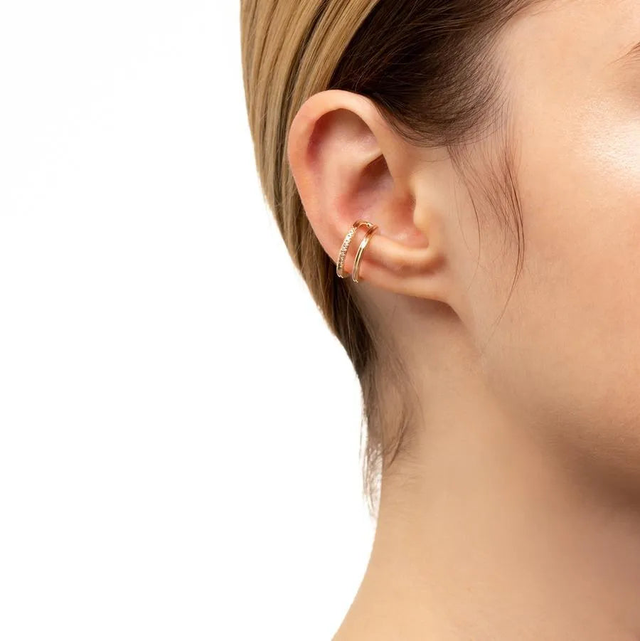Gossamer Double Line Diamond Ear Cuff by Hirotaka - At Present Jewelry
